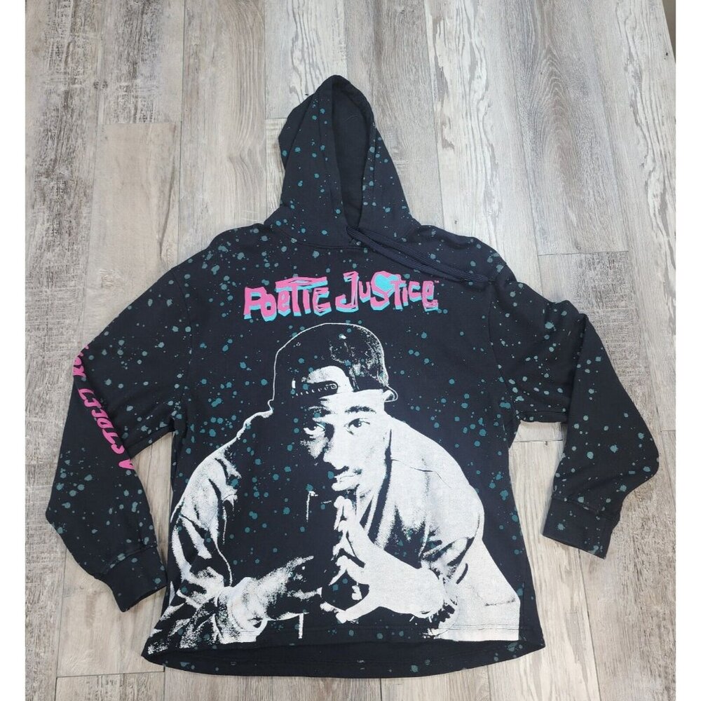 Tupac Poetic Justice Hoodie Size Large Black Hooded Sweatshirt Adult Unisex